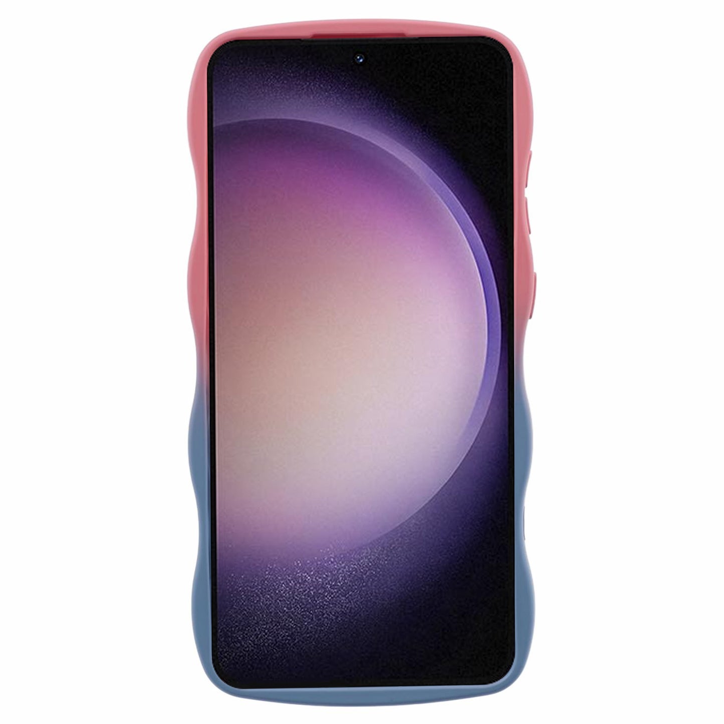 JTW Series for Samsung Galaxy S24+ Dual Color Rubberized TPU Case with Wavy Edge - Pink+Sky Blue