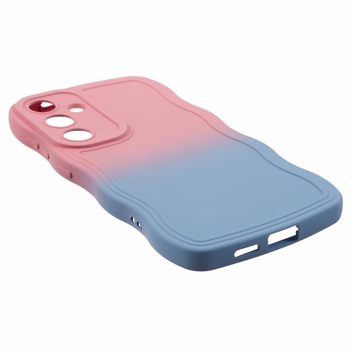 JTW Series for Samsung Galaxy S24+ Dual Color Rubberized TPU Case with Wavy Edge - Pink+Sky Blue