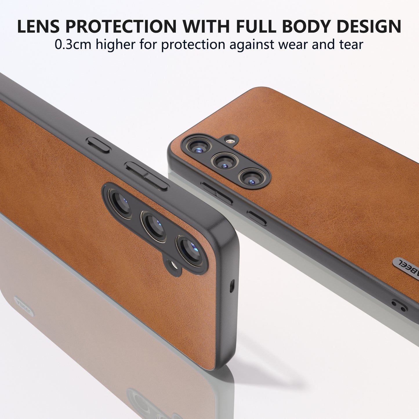 ABEEL For Samsung Galaxy S24+ Case Cowhide Texture Shockproof Protective Phone Cover - Brown