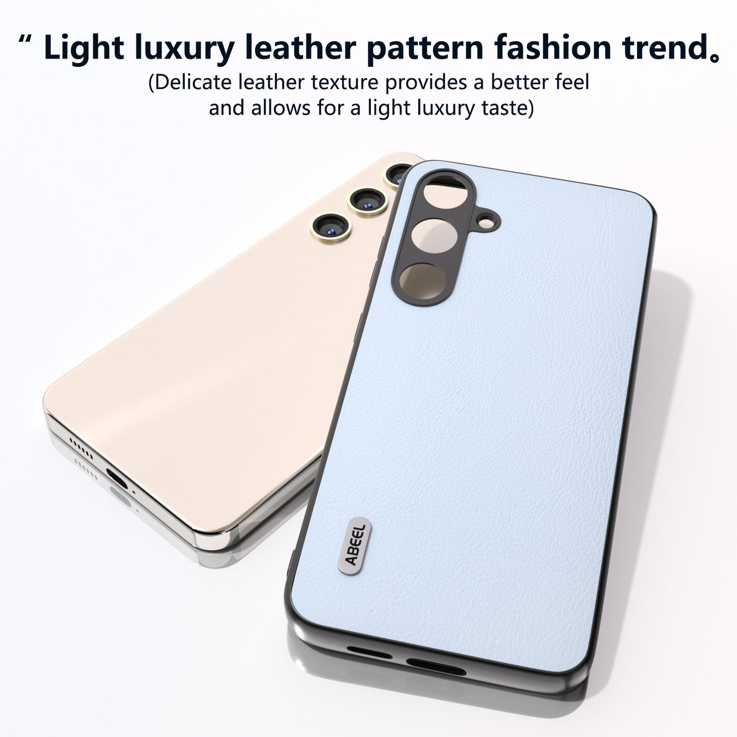 ABEEL For Samsung Galaxy S24+ Phone Case Ecological Texture Leather Cover Soft Touch - Baby Blue
