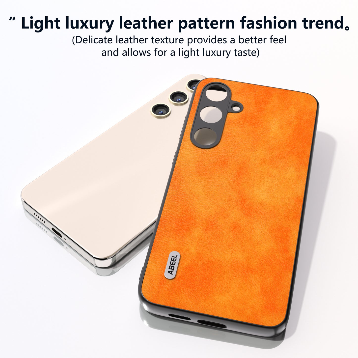 ABEEL For Samsung Galaxy S24+ Anti-Scratch Cover PU Leather Phone Case Litchi Texture - Orange