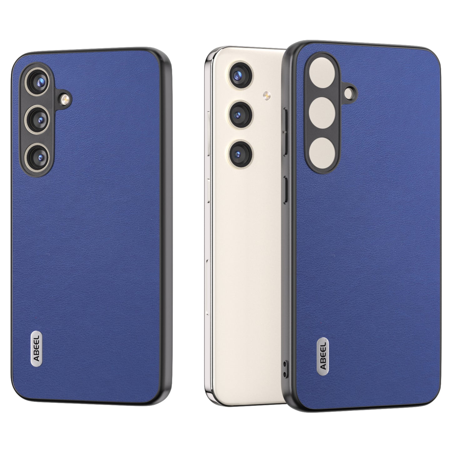 ABEEL For Samsung Galaxy S24+ Phone Case PU Leather+PC+TPU Back Cover Drop Protection - Dark Blue