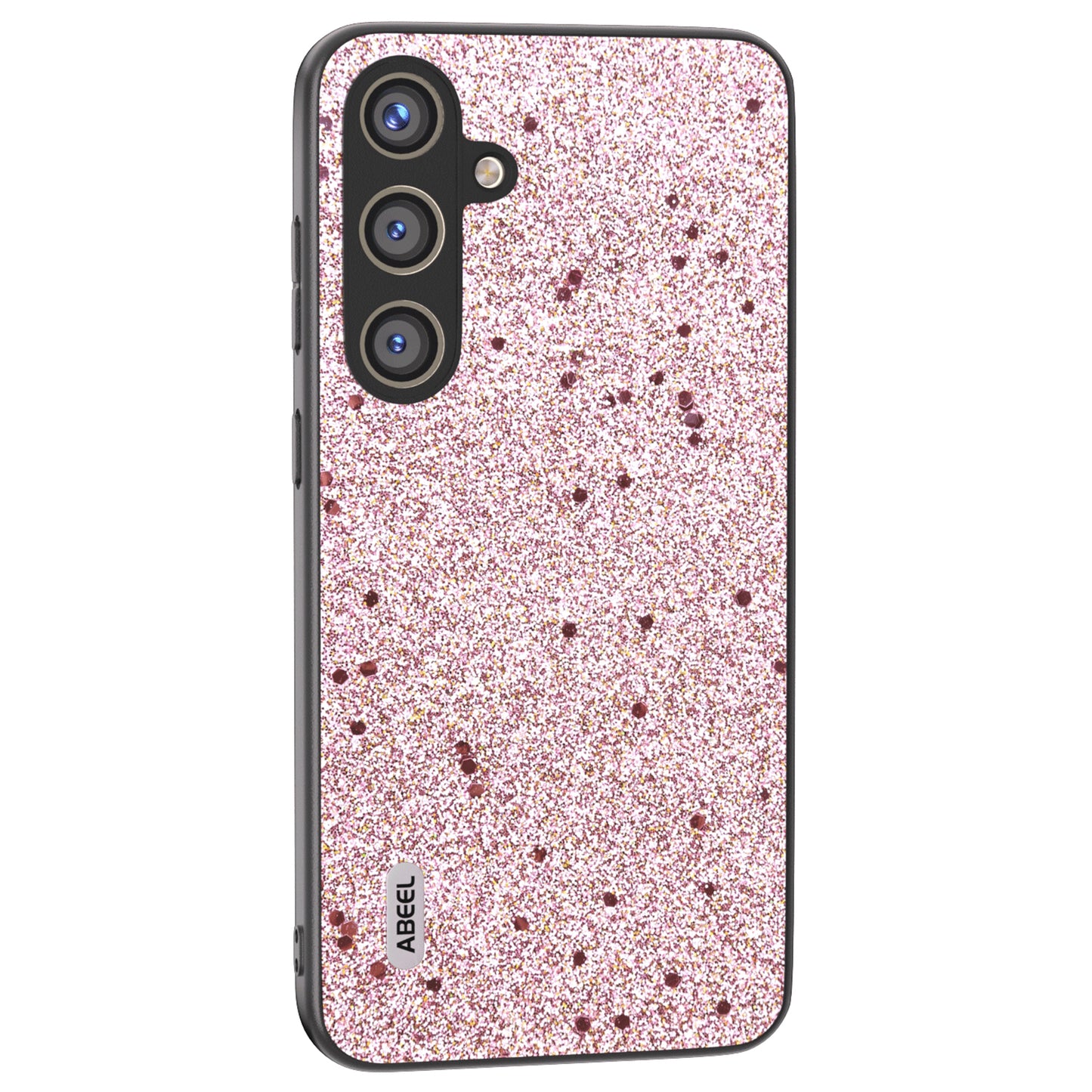 ABEEL For Samsung Galaxy S24+ Glitter Surface Phone Case PU Leather Anti-Scratch Back Cover - Pink