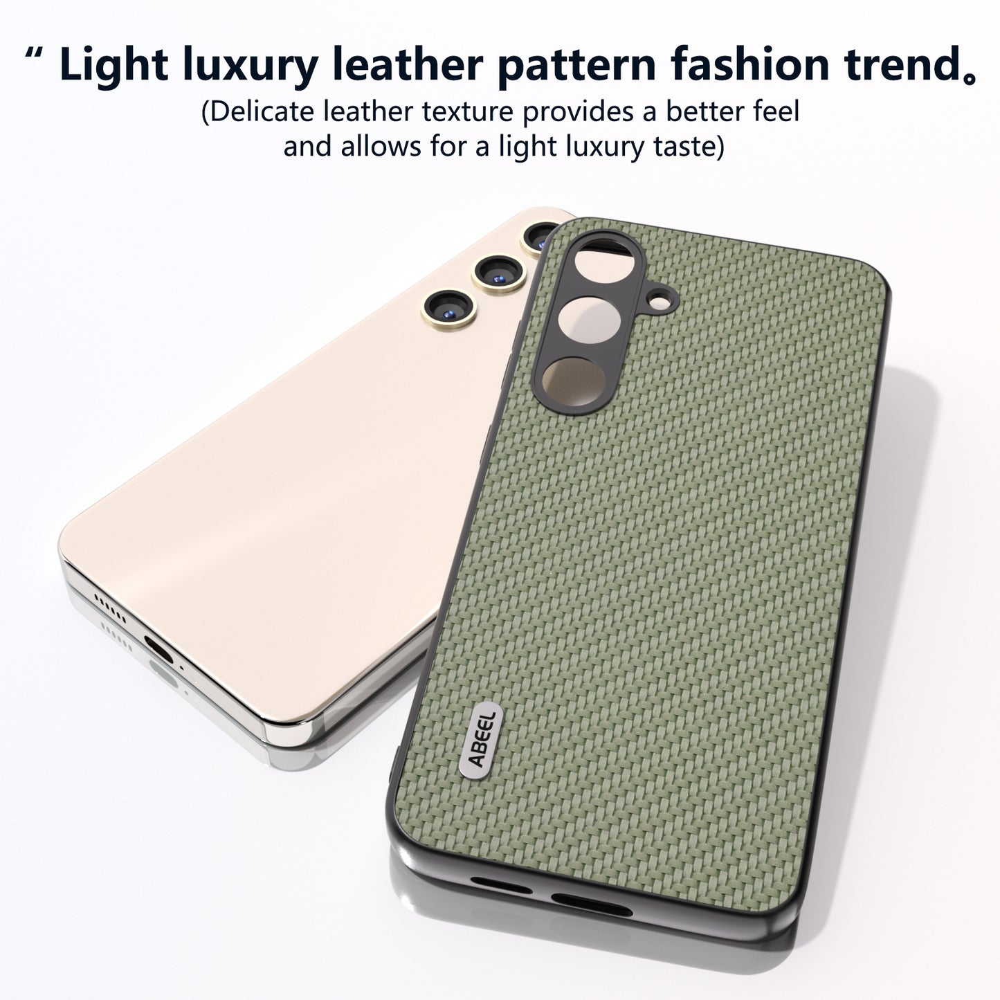 ABEEL for Samsung Galaxy S24+ Shockproof Shell Carbon Fiber Texture Leather Phone Case - Green