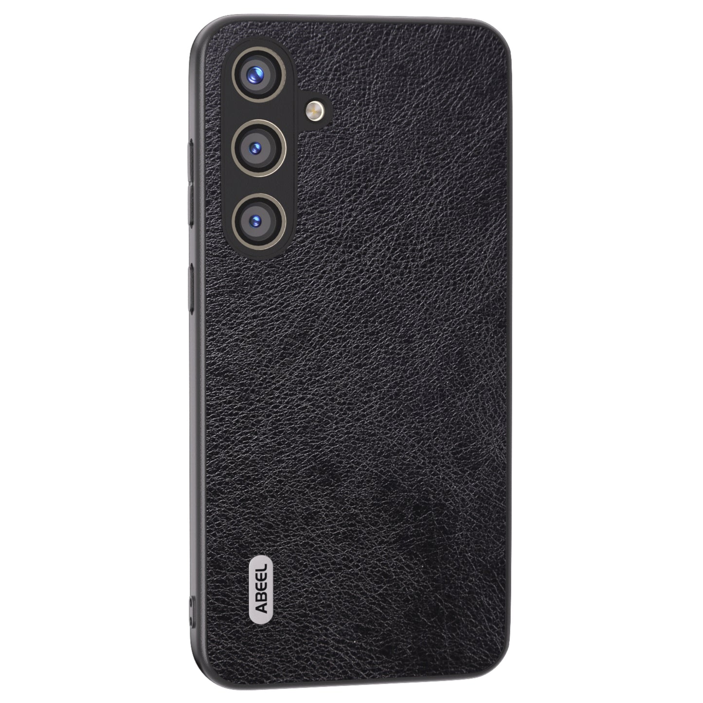 ABEEL For Samsung Galaxy S24 Litchi Texture Back Case PU Leather Coated PC+TPU Phone Cover - Black