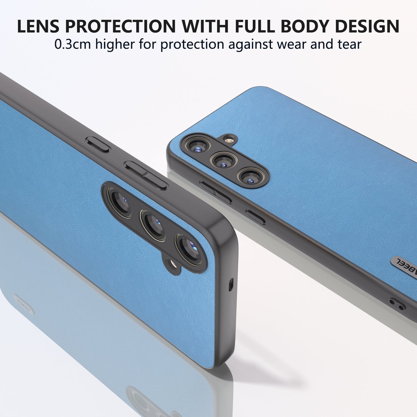 ABEEL For Samsung Galaxy S24 Textured Phone Case Slim PU Leather Shockproof Cover - Sky Blue