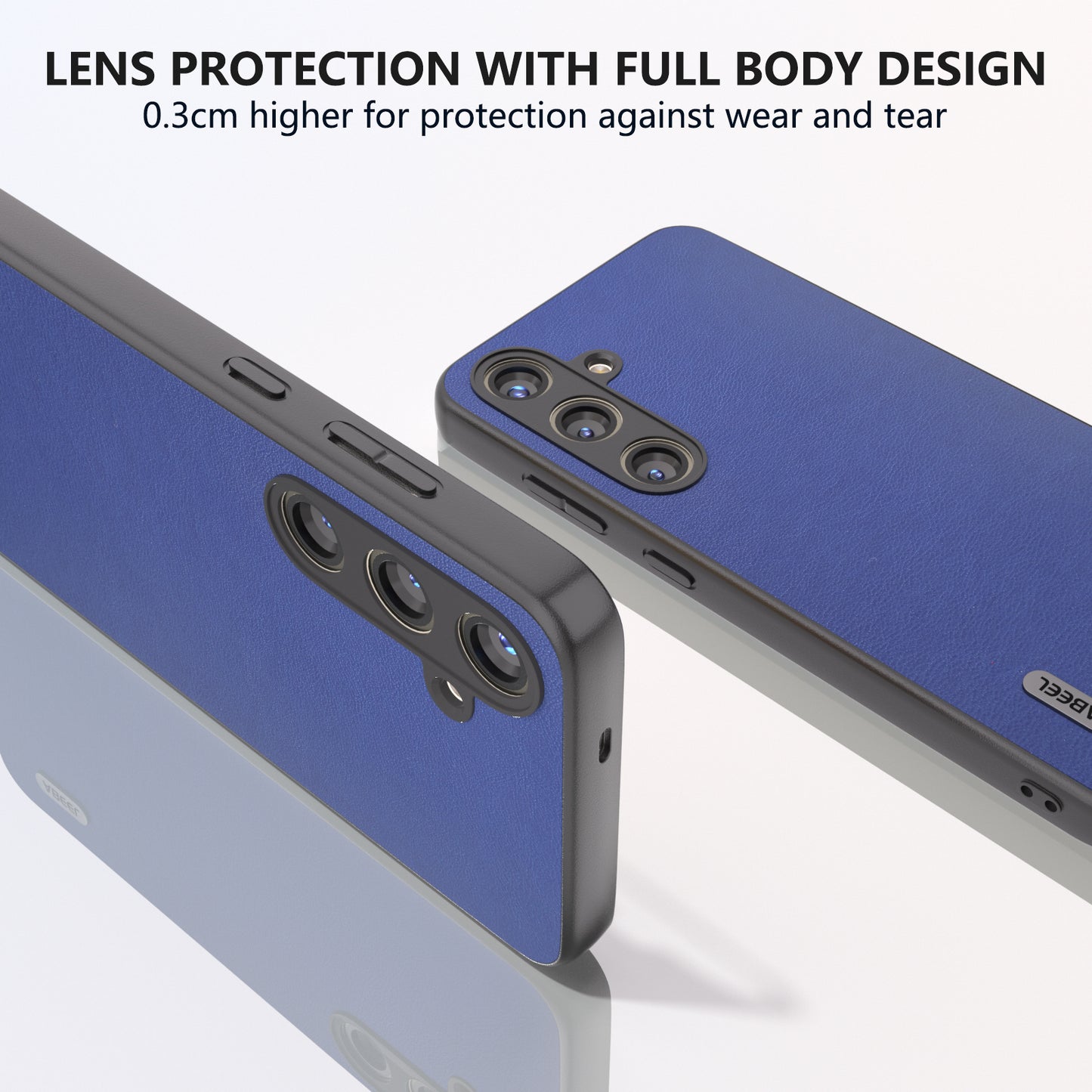 ABEEL For Samsung Galaxy S24 Textured Phone Case Slim PU Leather Shockproof Cover - Dark Blue