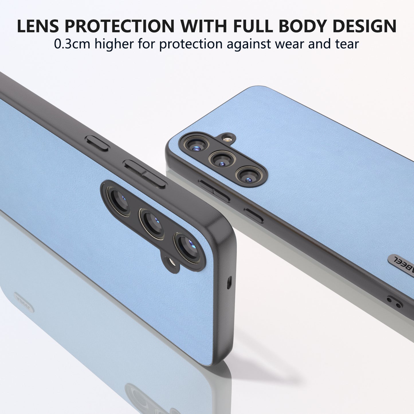 ABEEL For Samsung Galaxy S24 Textured Phone Case Slim PU Leather Shockproof Cover - Blue
