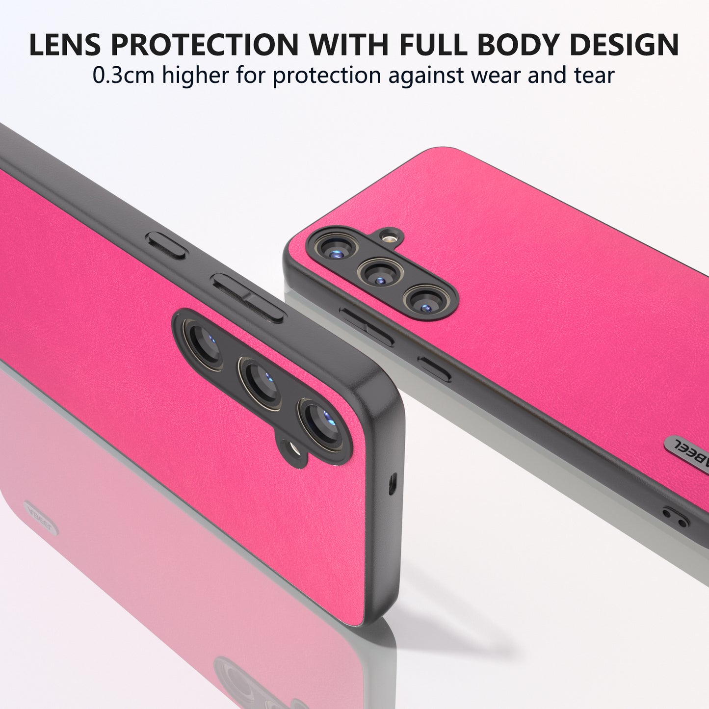 ABEEL For Samsung Galaxy S24 Textured Phone Case Slim PU Leather Shockproof Cover - Rose