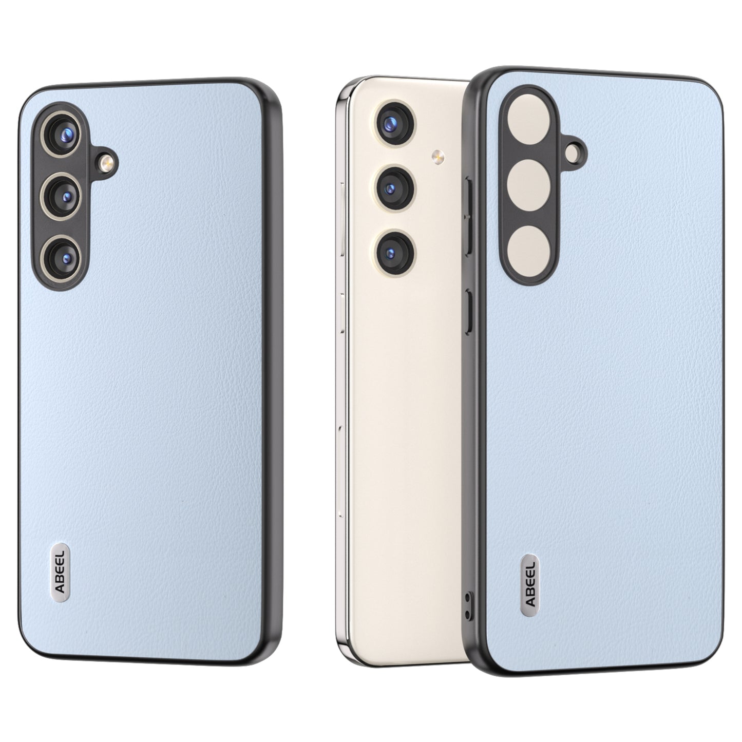 ABEEL For Samsung Galaxy S24 Phone Case Anti-Scratch Ecological Texture Leather Cover - Baby Blue