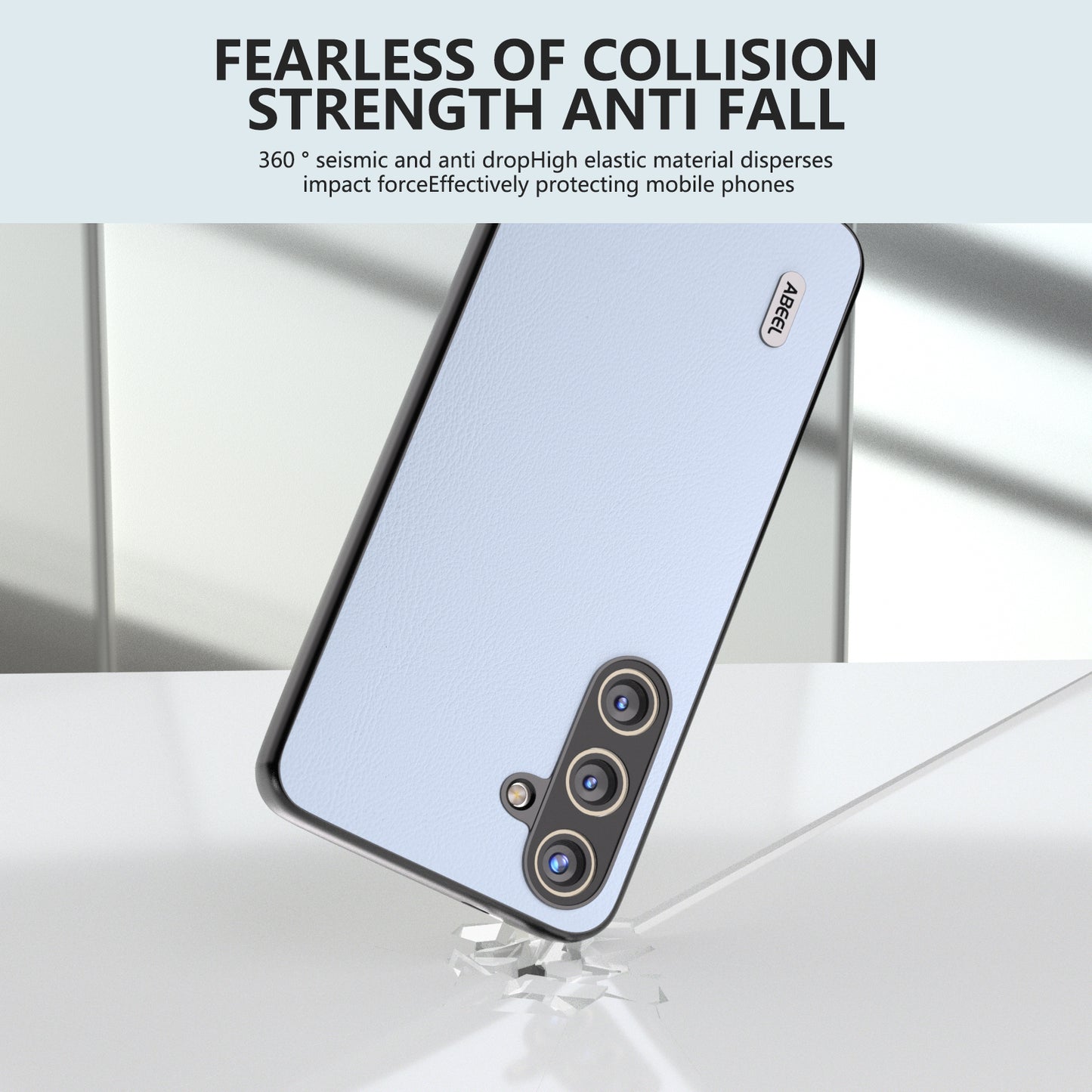 ABEEL For Samsung Galaxy S24 Phone Case Anti-Scratch Ecological Texture Leather Cover - Baby Blue