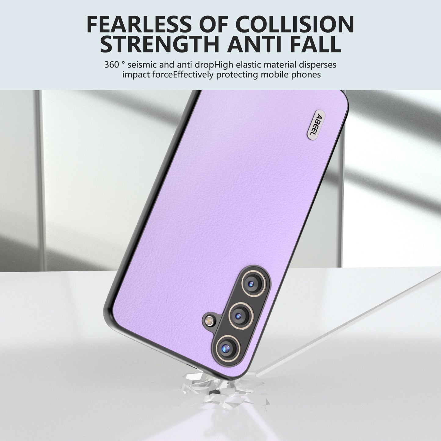 ABEEL For Samsung Galaxy S24 Phone Case Anti-Scratch Ecological Texture Leather Cover - Purple