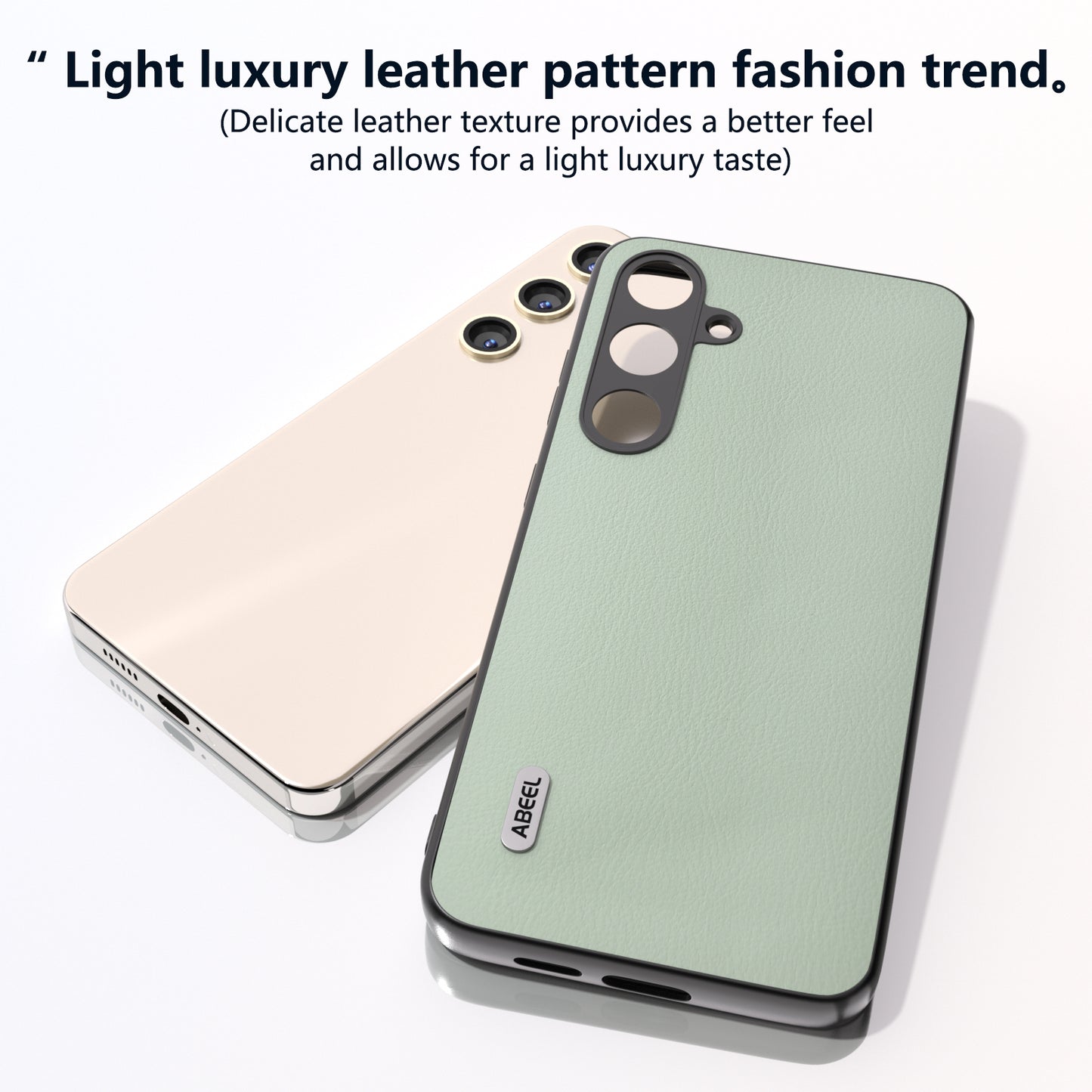 ABEEL For Samsung Galaxy S24 Phone Case Anti-Scratch Ecological Texture Leather Cover - Green