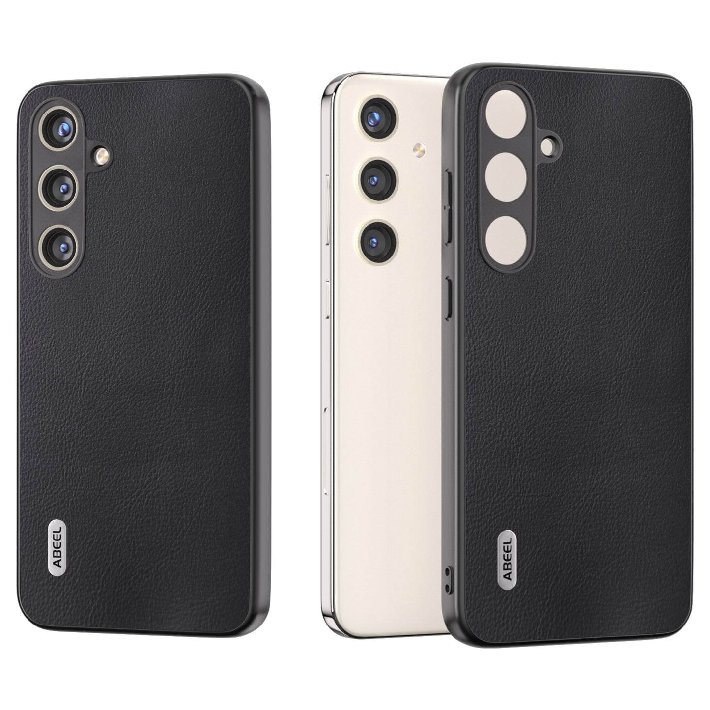 ABEEL For Samsung Galaxy S24 Phone Case Anti-Scratch Ecological Texture Leather Cover - Black