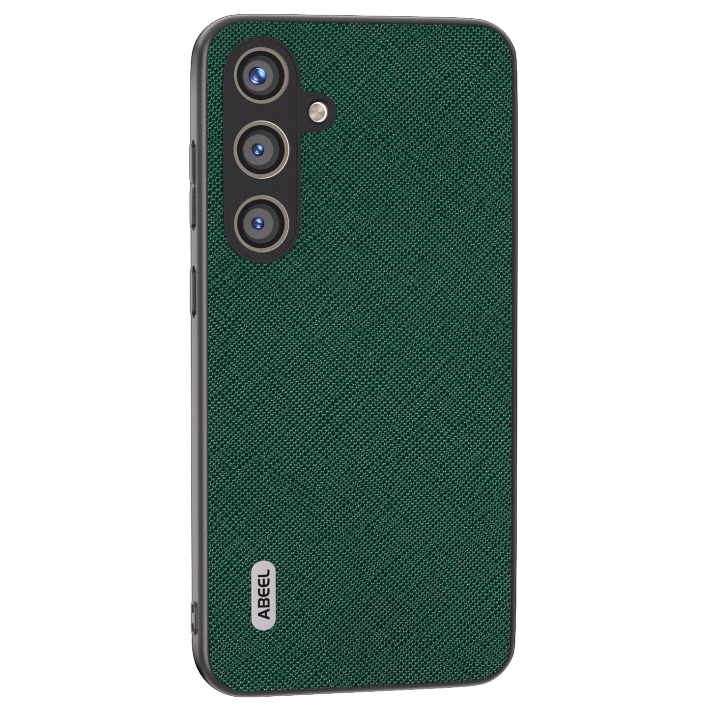 ABEEL For Samsung Galaxy S24 Cowhide Leather Phone Case with Cross Texture - Green