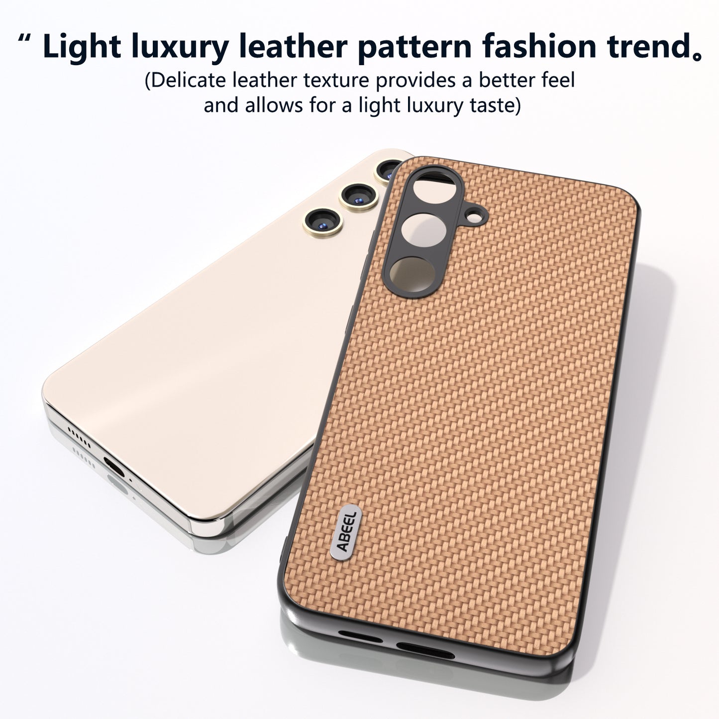 ABEEL for Samsung Galaxy S24 Carbon Fiber Texture Case PU Leather+PC+TPU Protective Phone Cover - Light Yellow