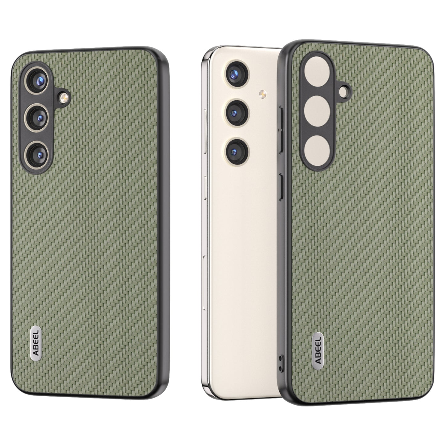 ABEEL for Samsung Galaxy S24 Carbon Fiber Texture Case PU Leather+PC+TPU Protective Phone Cover - Green