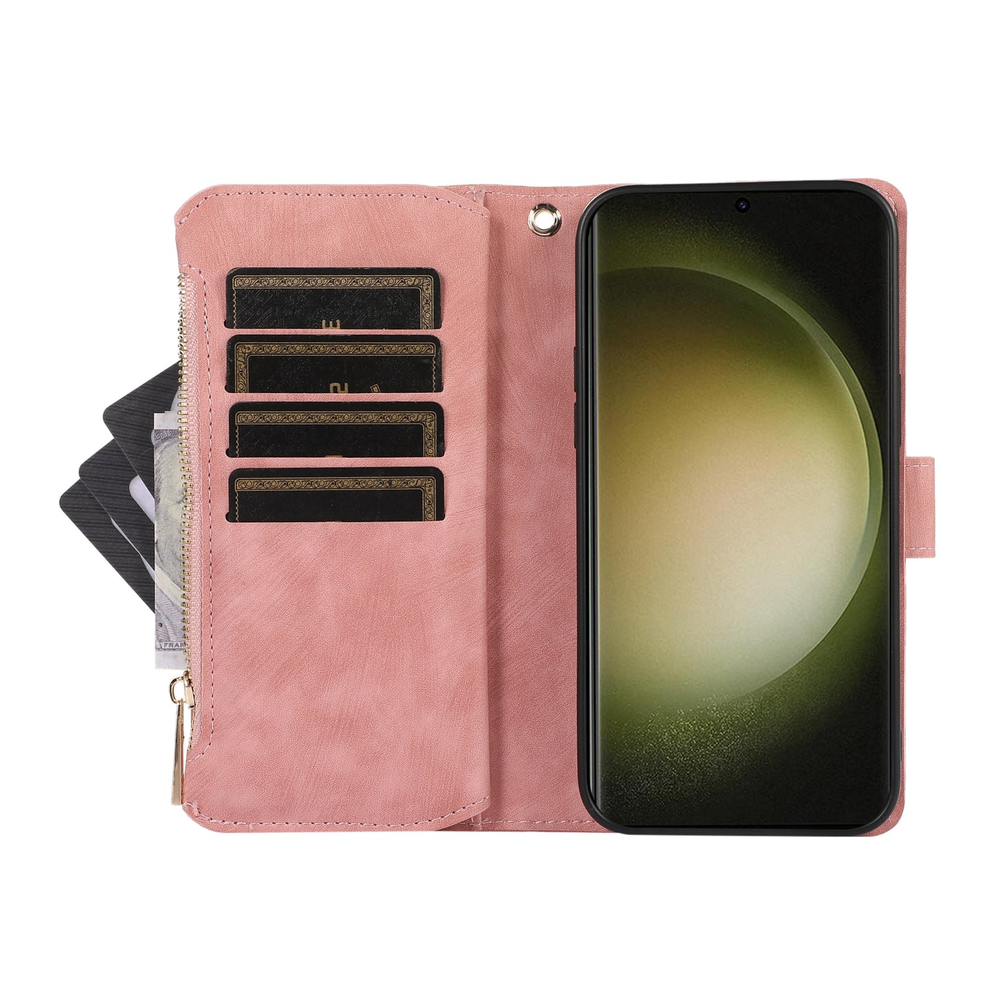 For Samsung Galaxy S24 Ultra Phone Case Rhombus Wallet Purse Handbag Leather Cover - Rose Gold