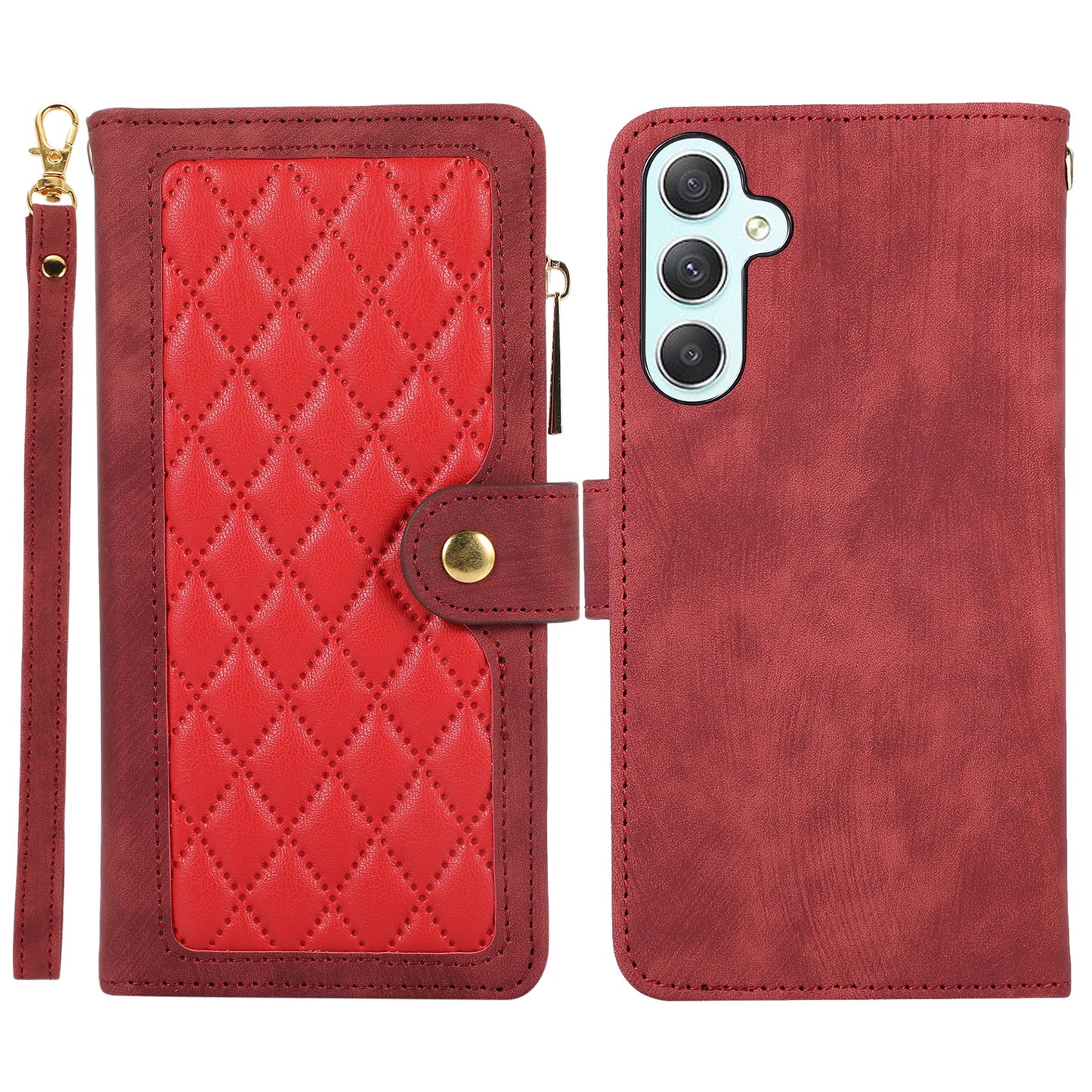 For Samsung Galaxy S24+ Wallet Case PU Leather Card Slot Cash Pocket Stand Phone Cover - Red