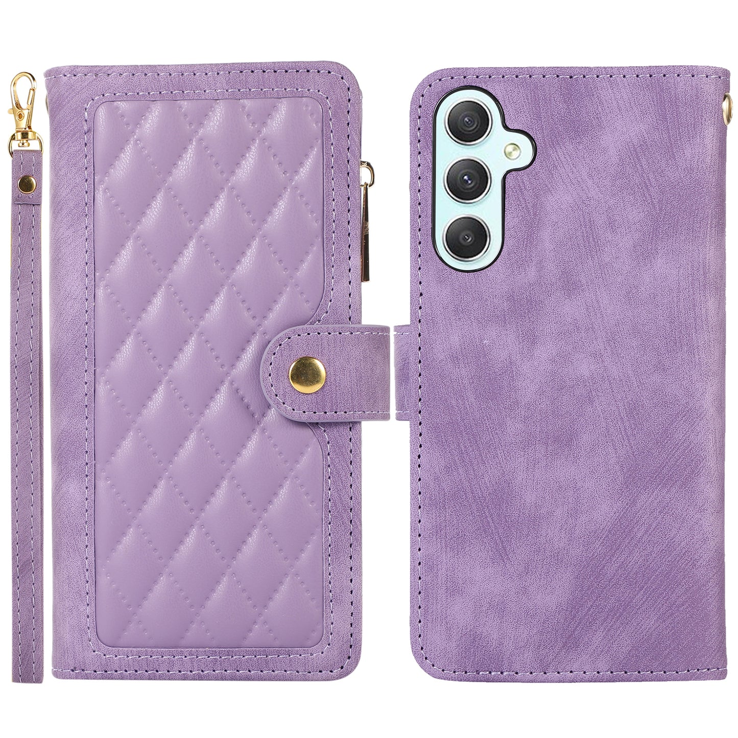 For Samsung Galaxy S24+ Wallet Case PU Leather Card Slot Cash Pocket Stand Phone Cover - Purple