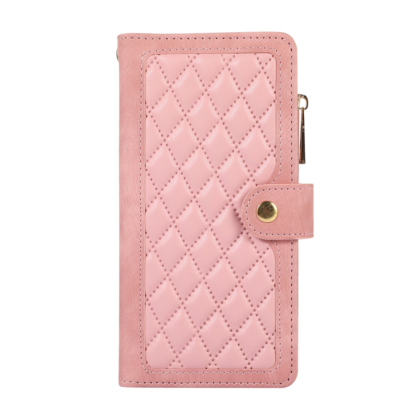 For Samsung Galaxy S24 Rhombus Leather Case Stand Card Slots Phone Cover - Rose Gold