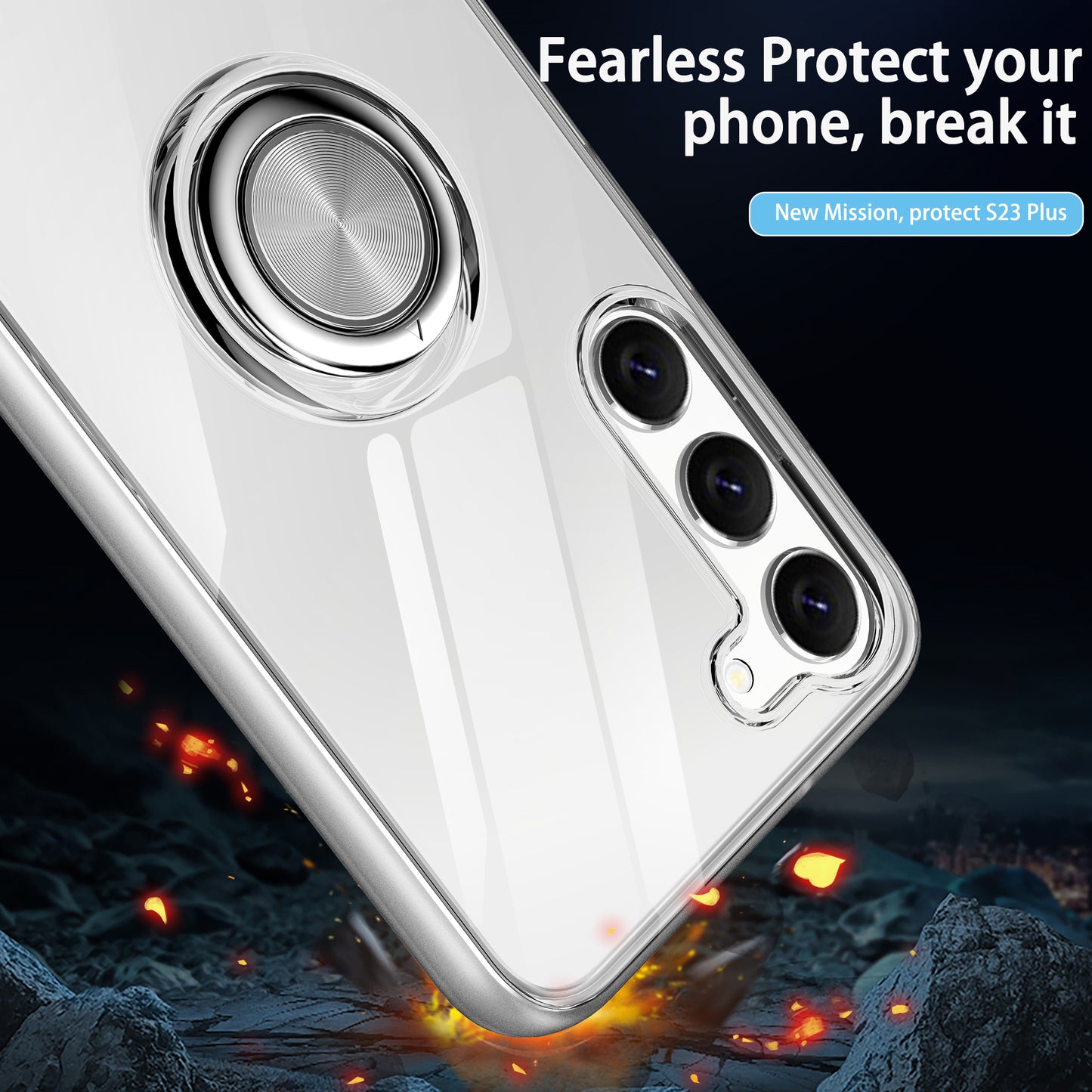 For Samsung Galaxy S24 Phone Case Kickstand Clear TPU Cover Support Car Mount