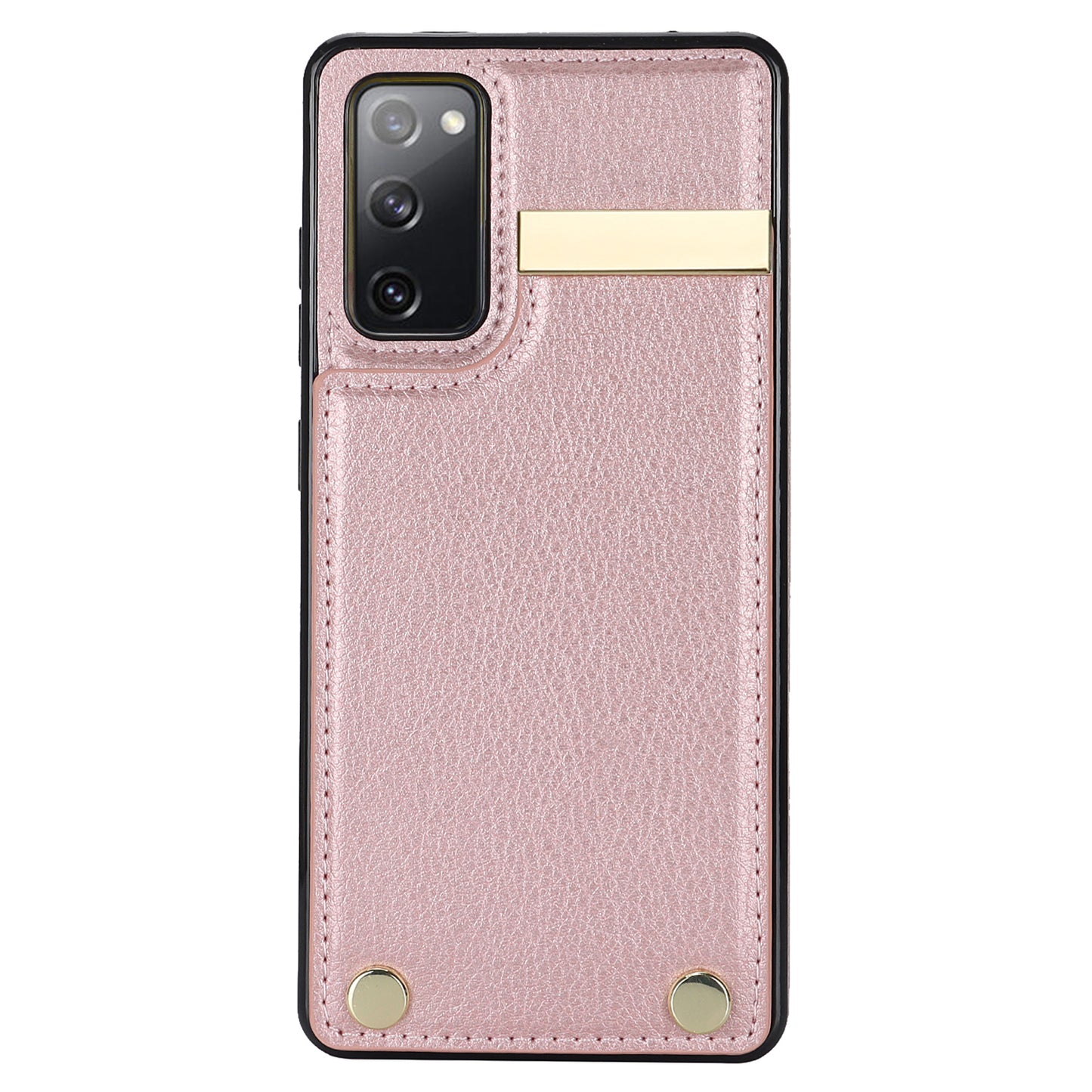 For Samsung Galaxy S20 FE 5G / S20 FE / S20 FE 2022 / S20 Lite Cell Phone Case TPU+PU Leather Card Holder Cover - Rose Gold