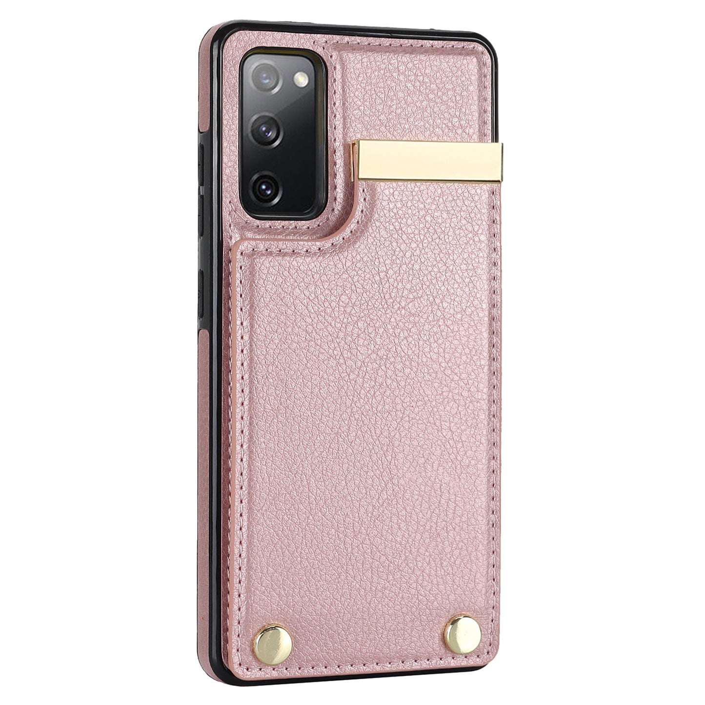 For Samsung Galaxy S20 FE 5G / S20 FE / S20 FE 2022 / S20 Lite Cell Phone Case TPU+PU Leather Card Holder Cover - Rose Gold