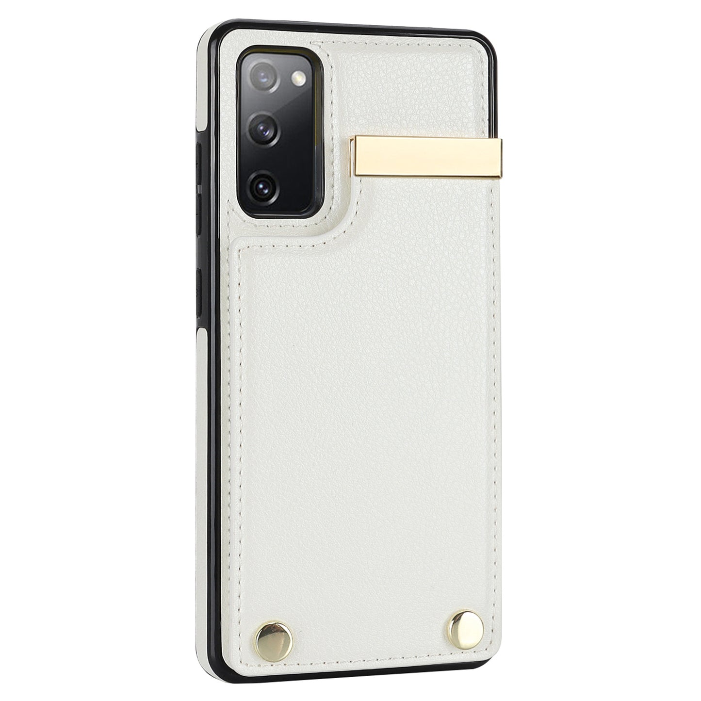 For Samsung Galaxy S20 FE 5G / S20 FE / S20 FE 2022 / S20 Lite Cell Phone Case TPU+PU Leather Card Holder Cover - White