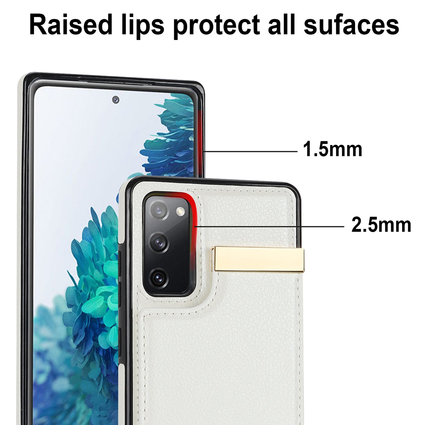 For Samsung Galaxy S20 FE 5G / S20 FE / S20 FE 2022 / S20 Lite Cell Phone Case TPU+PU Leather Card Holder Cover - White