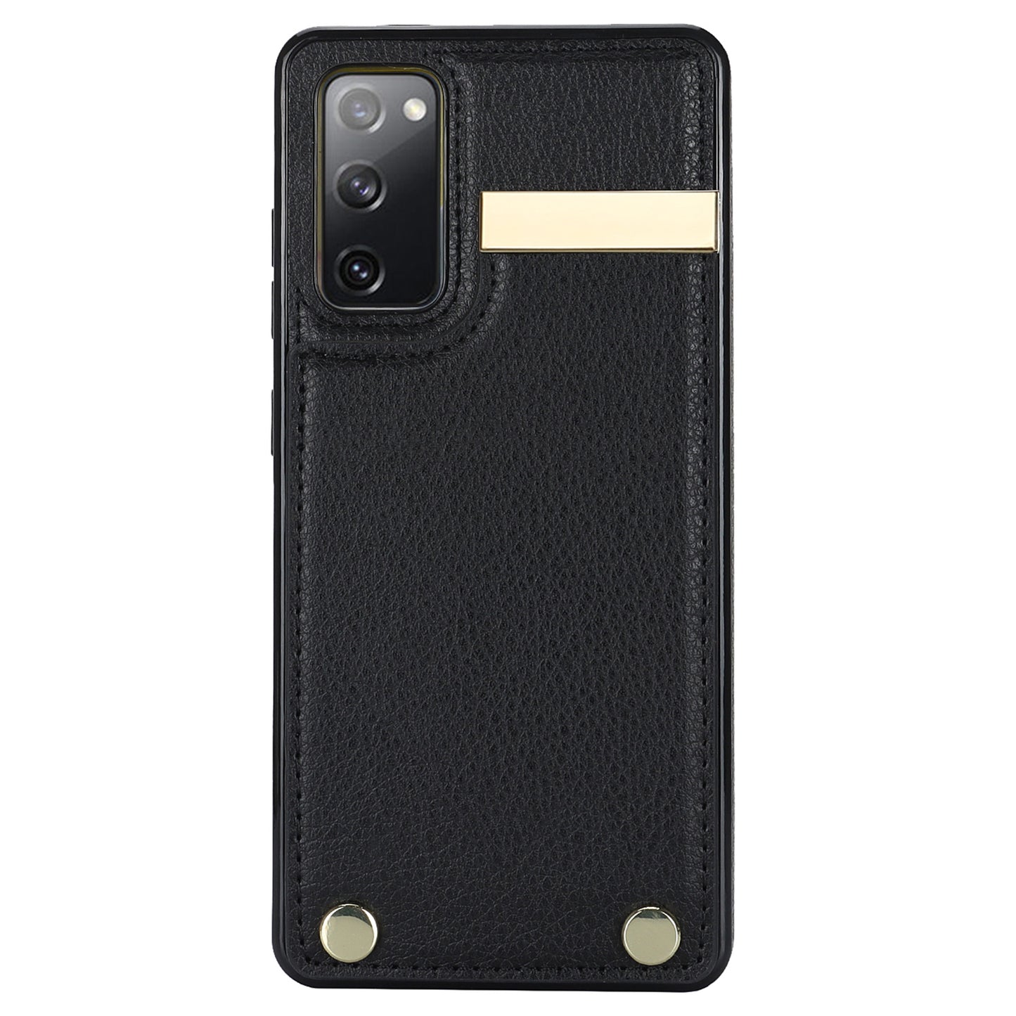 For Samsung Galaxy S20 FE 5G / S20 FE / S20 FE 2022 / S20 Lite Cell Phone Case TPU+PU Leather Card Holder Cover - Black