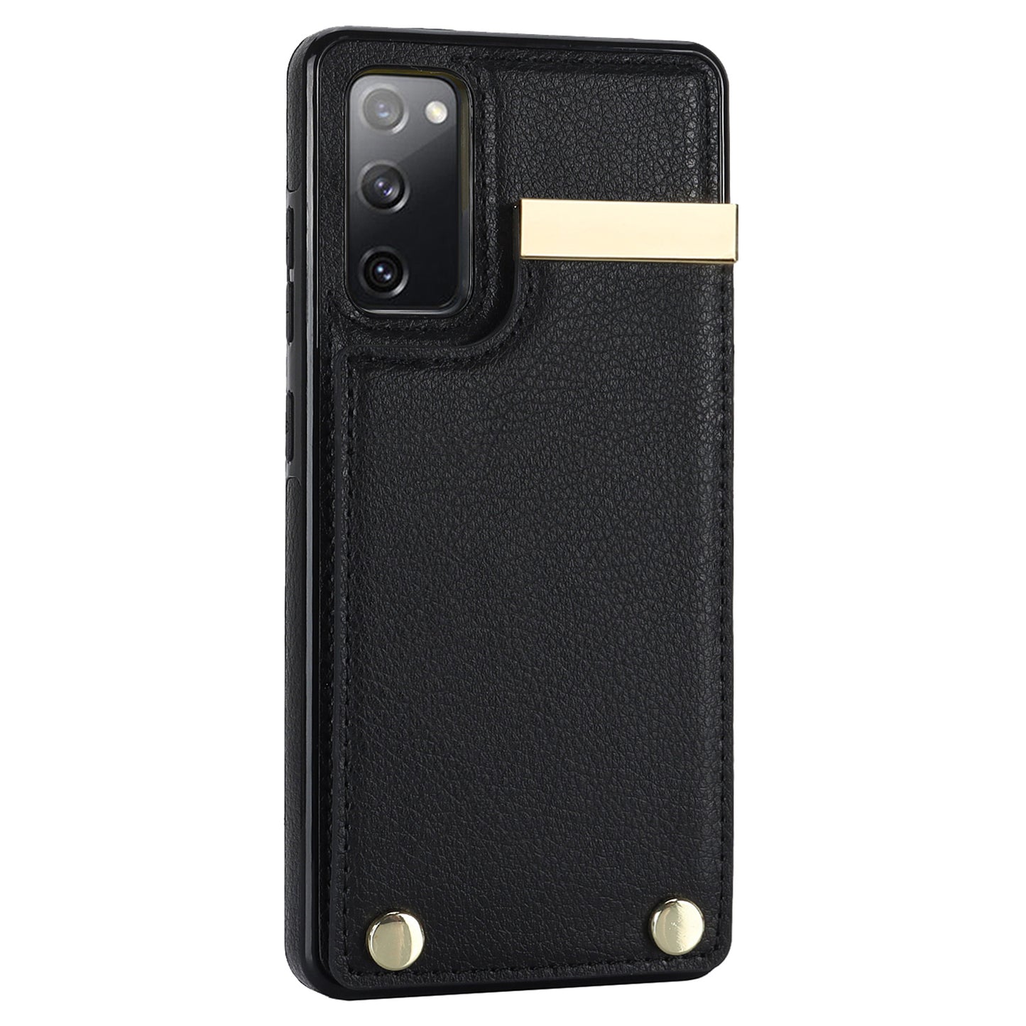 For Samsung Galaxy S20 FE 5G / S20 FE / S20 FE 2022 / S20 Lite Cell Phone Case TPU+PU Leather Card Holder Cover - Black