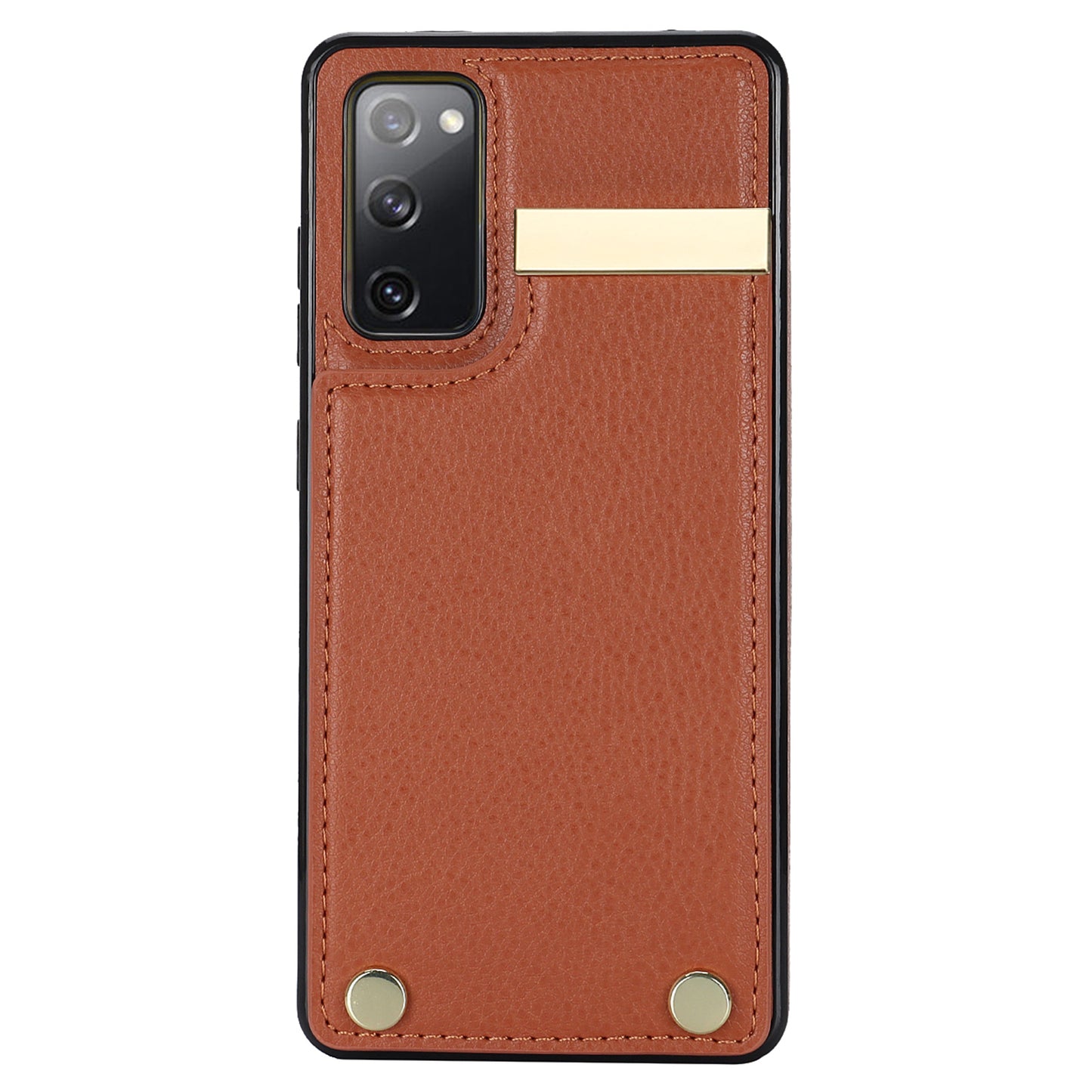 For Samsung Galaxy S20 FE 5G / S20 FE / S20 FE 2022 / S20 Lite Cell Phone Case TPU+PU Leather Card Holder Cover - Brown