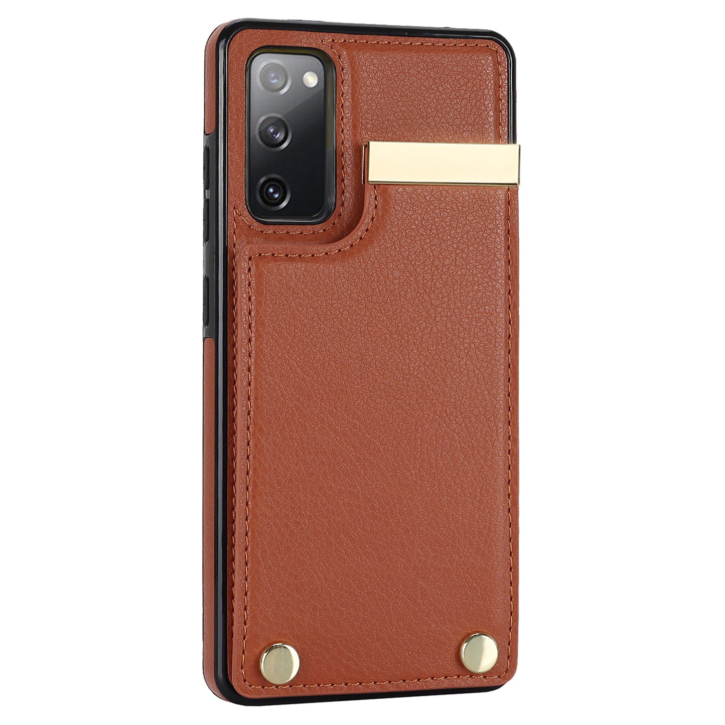 For Samsung Galaxy S20 FE 5G / S20 FE / S20 FE 2022 / S20 Lite Cell Phone Case TPU+PU Leather Card Holder Cover - Brown
