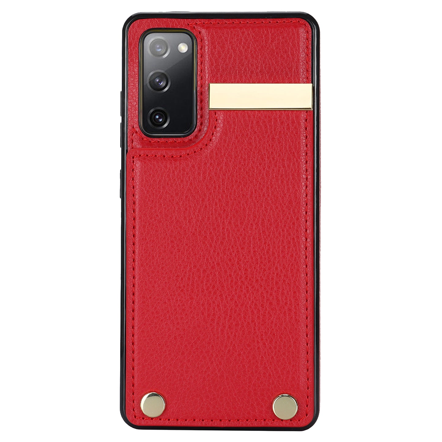 For Samsung Galaxy S20 FE 5G / S20 FE / S20 FE 2022 / S20 Lite Cell Phone Case TPU+PU Leather Card Holder Cover - Red