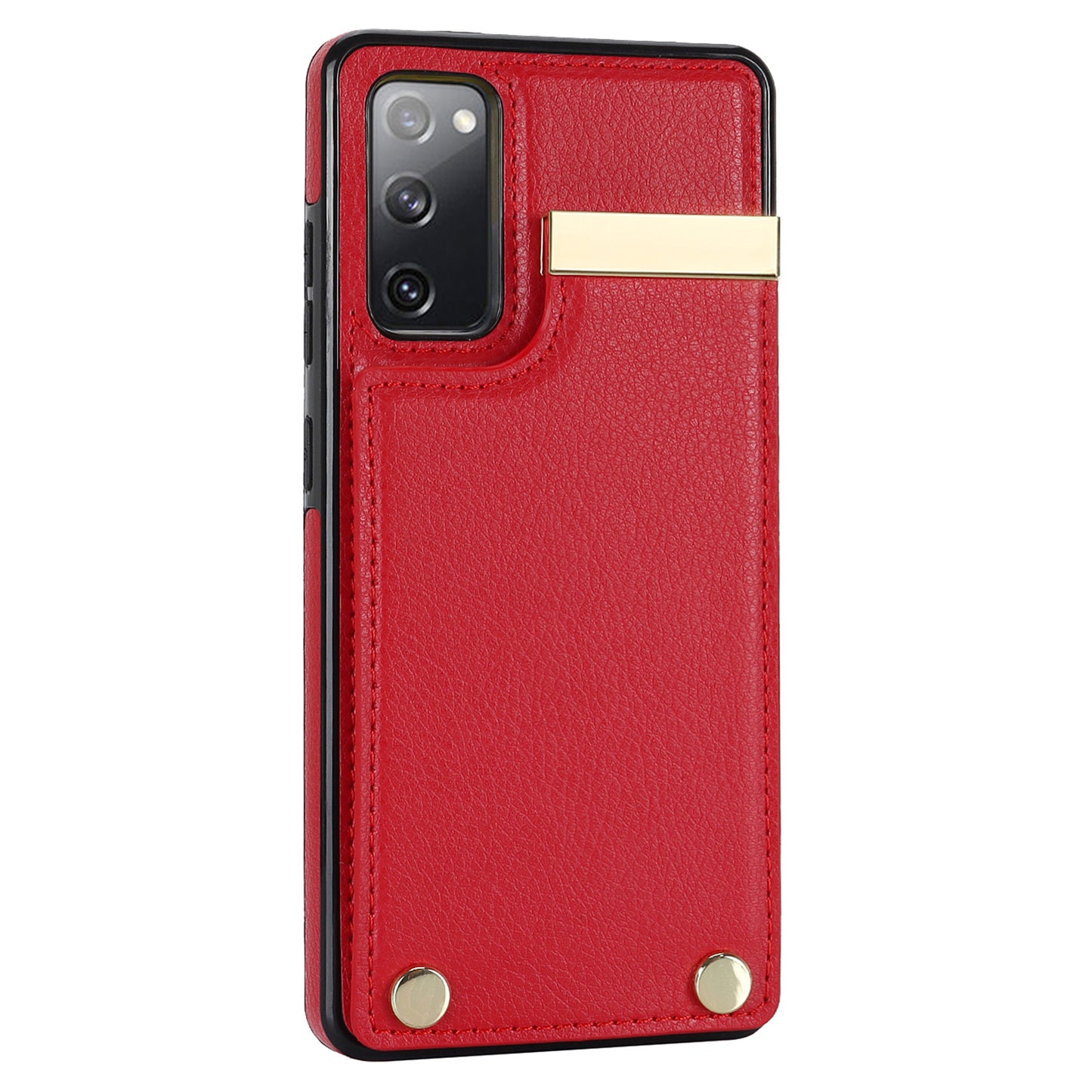For Samsung Galaxy S20 FE 5G / S20 FE / S20 FE 2022 / S20 Lite Cell Phone Case TPU+PU Leather Card Holder Cover - Red
