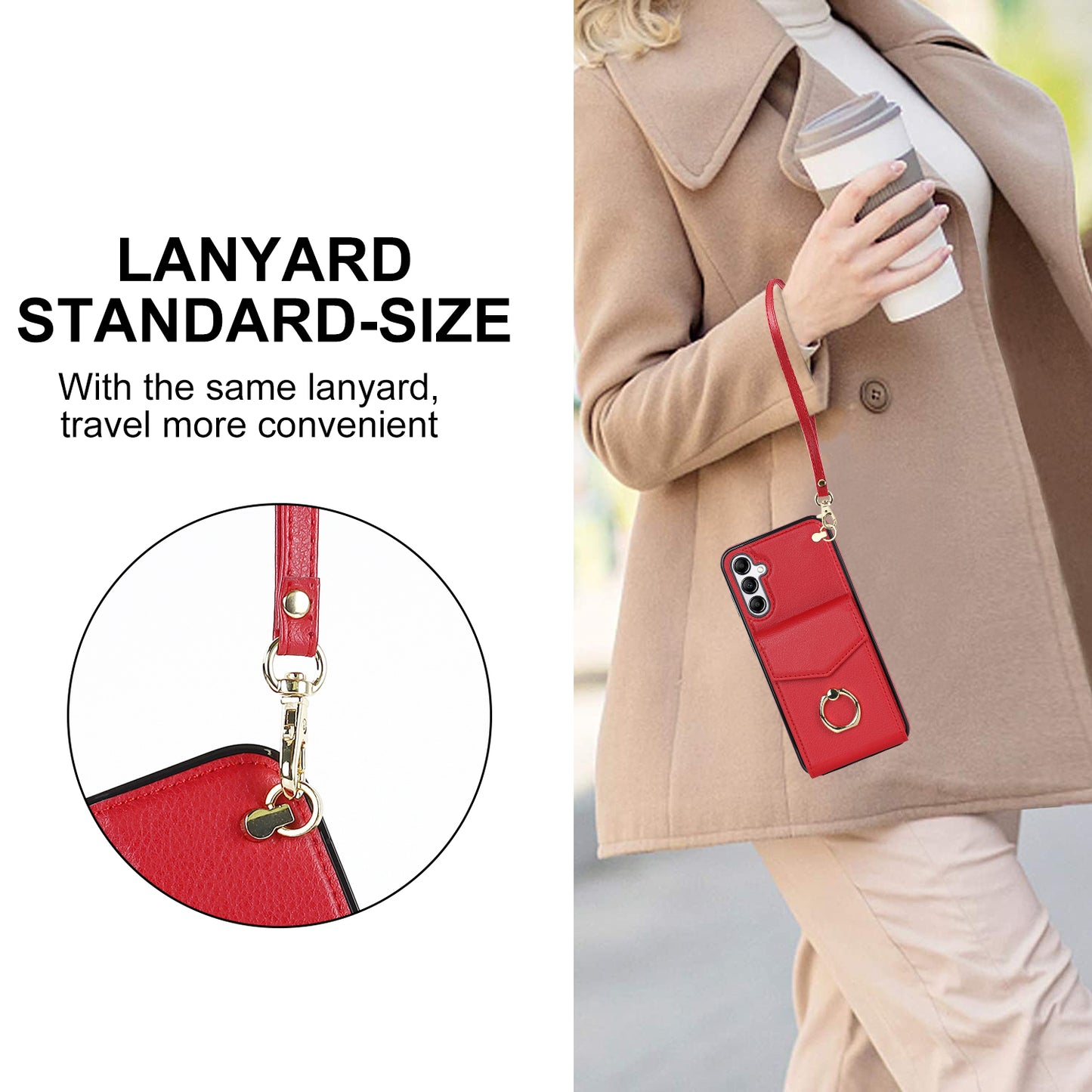 For Samsung Galaxy S24+ Cell Phone Case PU Leather+TPU Shockproof Kickstand Cover with Card Bag - Red