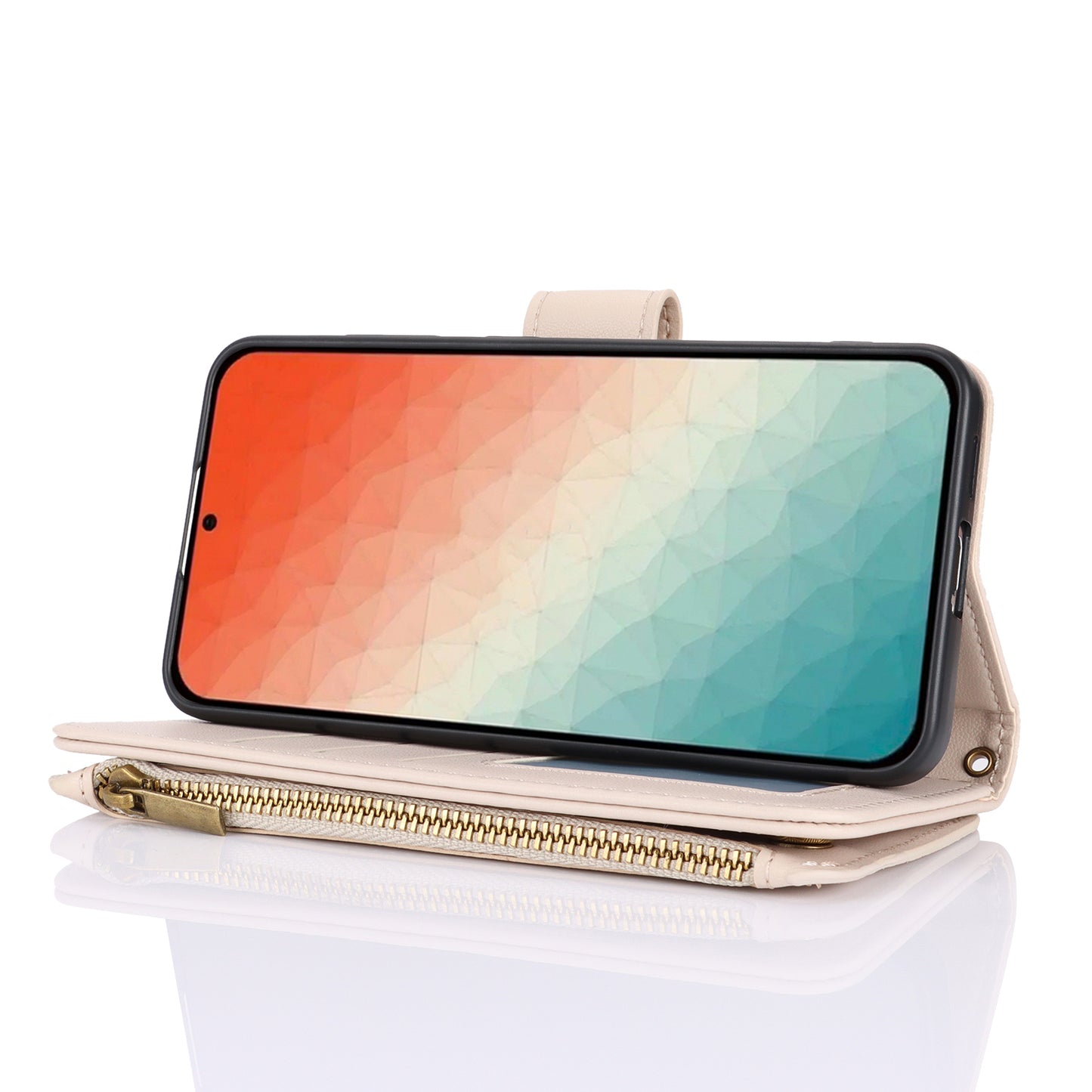 For Samsung Galaxy S24+ Cell Phone Case RFID Blocking Multiple Card Slots Leather Cover - White