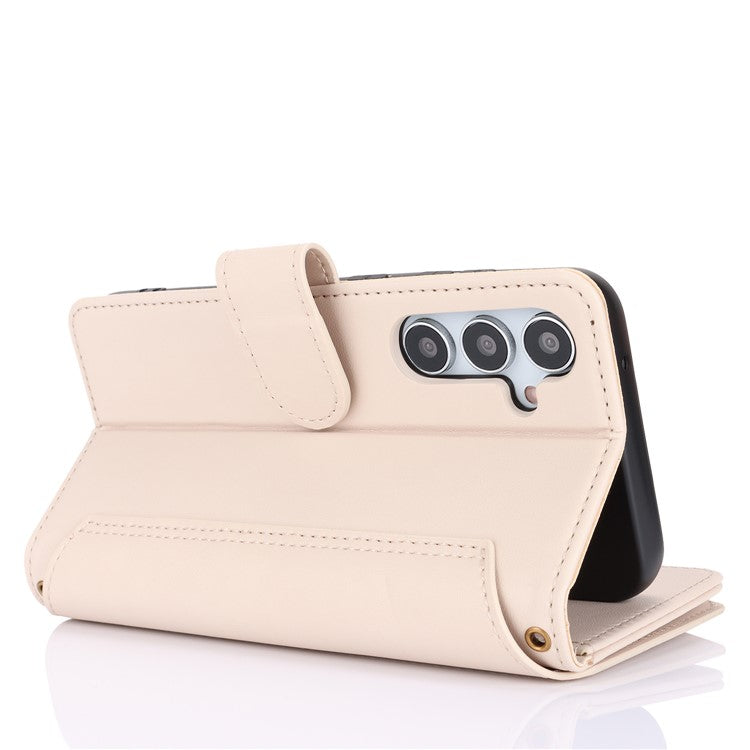 Cell Phone Case for Samsung Galaxy S23 FE RFID Blocking Wallet PU Leather Cover - White