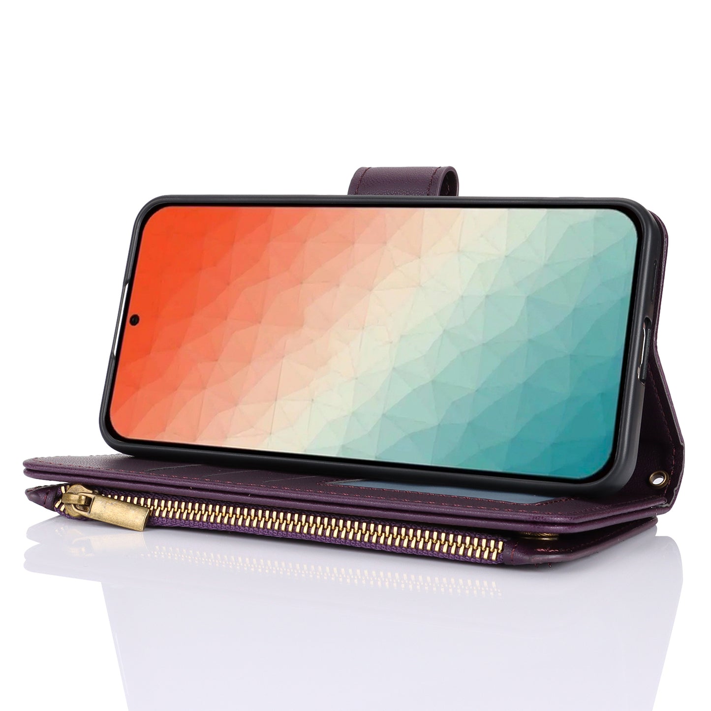 For Samsung Galaxy S24 RFID Blocking Cell Phone Case Shockproof Leather Cover - Dark Purple