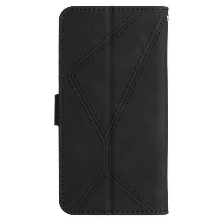 HT05 For OnePlus 12 5G PU Leather Case Line Imprinted Protective Phone Cover - Black