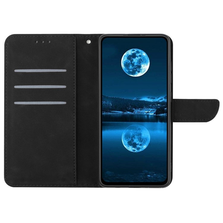 HT05 For OnePlus 12 5G PU Leather Case Line Imprinted Protective Phone Cover - Black