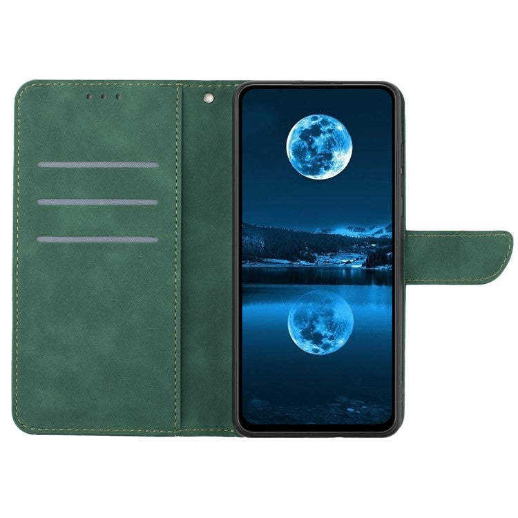 HT05 For OnePlus 12 5G PU Leather Case Line Imprinted Protective Phone Cover - Green