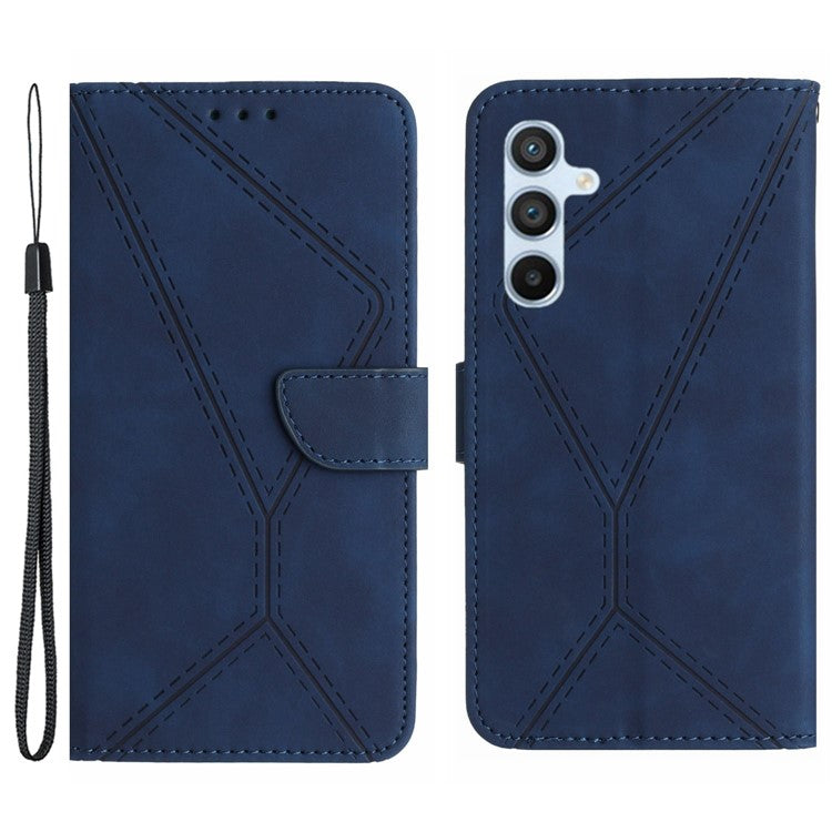 HT05 For Samsung Galaxy A35 5G Case Wallet with Card Holder Leather Phone Cover Skin Touch Feeling - Blue