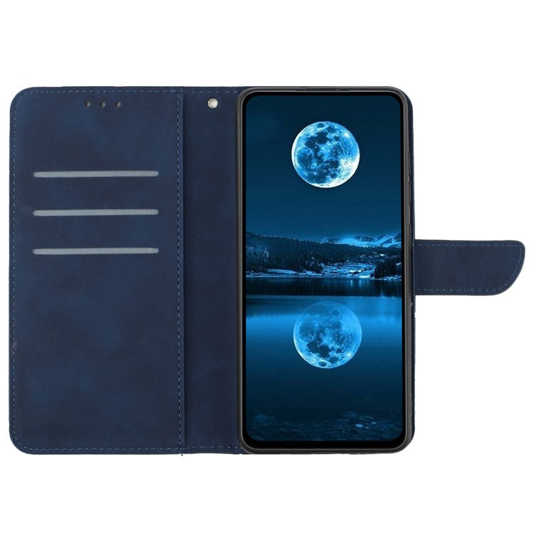 HT05 For Samsung Galaxy A35 5G Case Wallet with Card Holder Leather Phone Cover Skin Touch Feeling - Blue