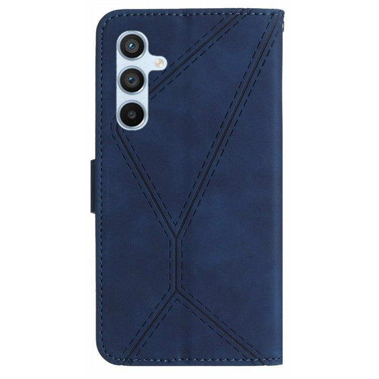 HT05 For Samsung Galaxy A35 5G Case Wallet with Card Holder Leather Phone Cover Skin Touch Feeling - Blue