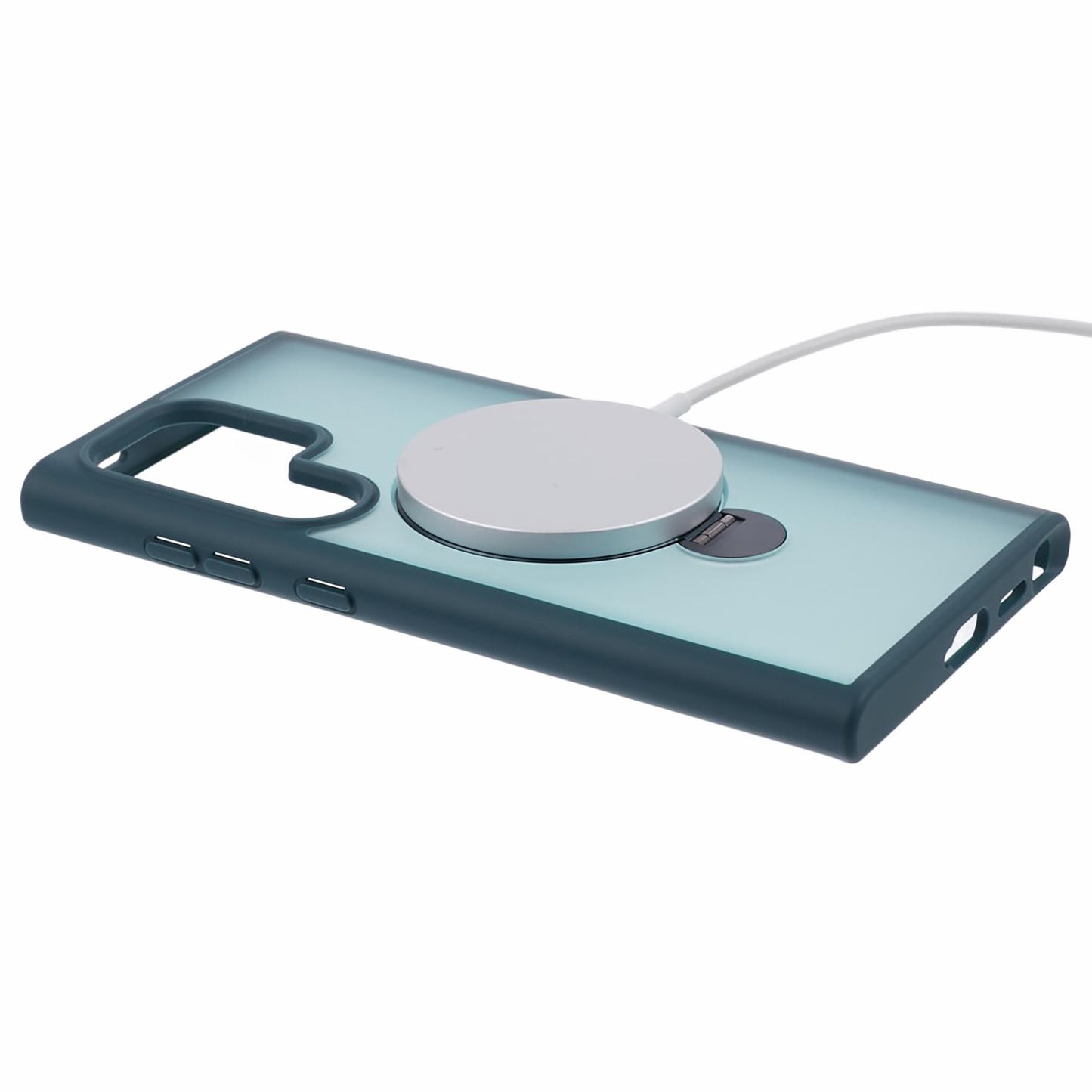 For Samsung Galaxy S24 Ultra Phone Case Rotary Ring Kickstand Magnetic Phone Cover - Green