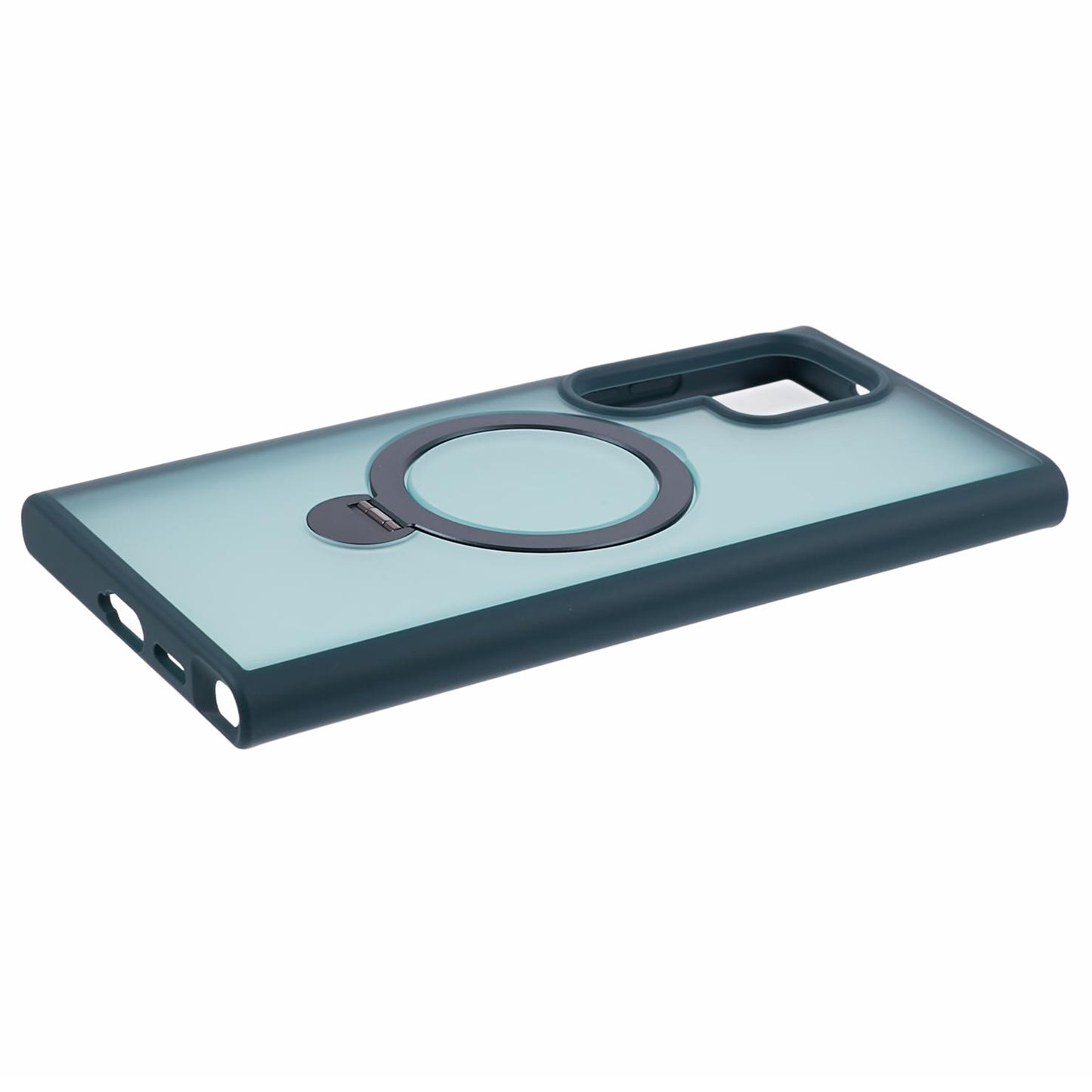 For Samsung Galaxy S24 Ultra Phone Case Rotary Ring Kickstand Magnetic Phone Cover - Green