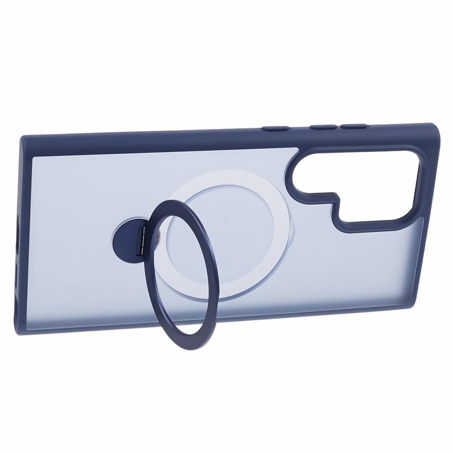 For Samsung Galaxy S24 Ultra Phone Case Rotary Ring Kickstand Magnetic Phone Cover - Blue
