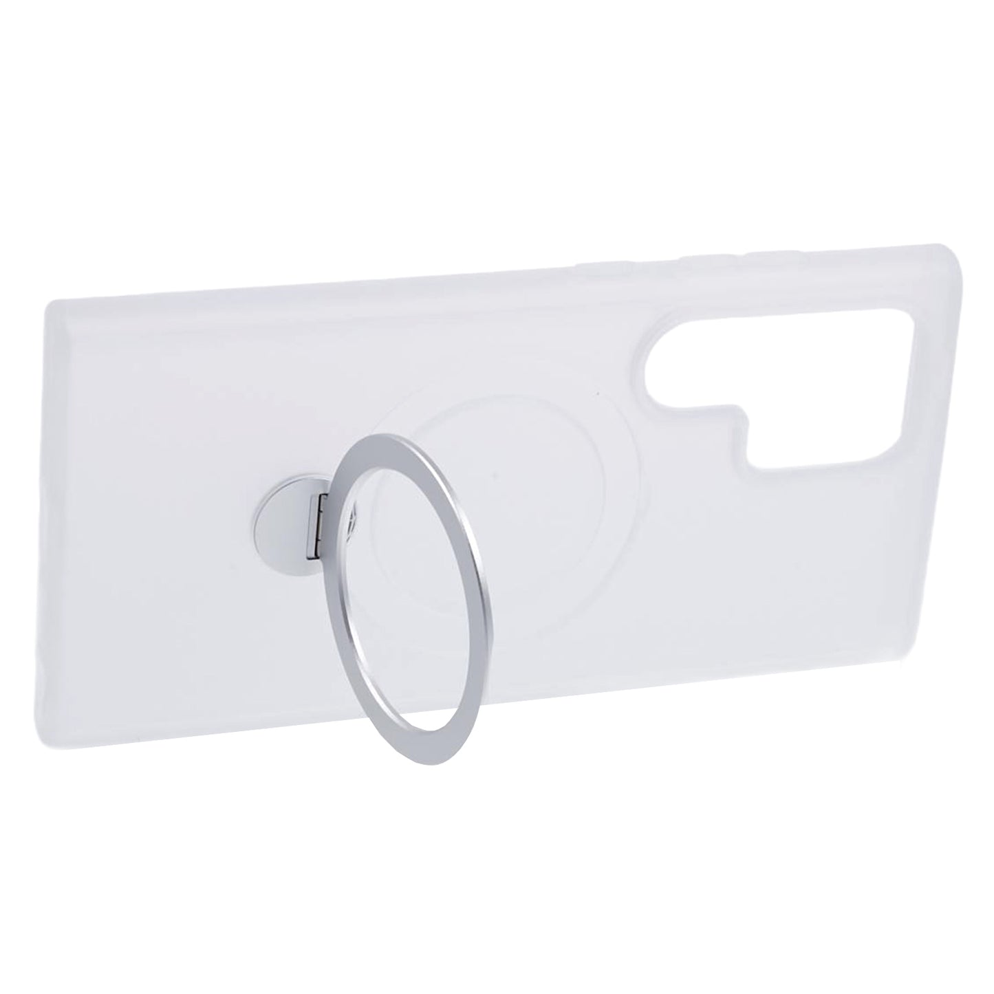 For Samsung Galaxy S24 Ultra Phone Case Rotary Ring Kickstand Magnetic Phone Cover - White